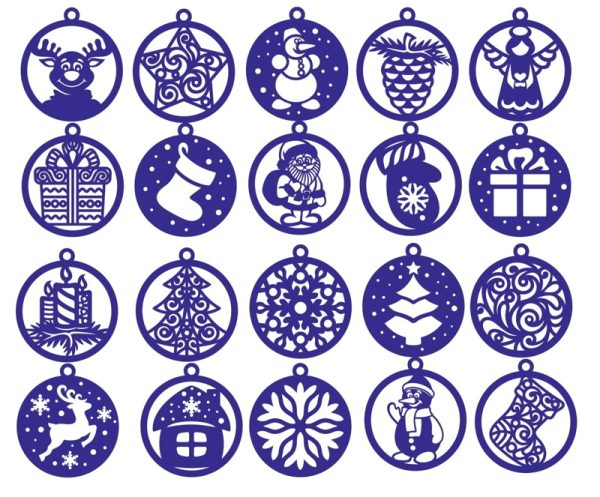 Laser Cut Christmas Ball Ornaments Tree Decor Free Vector