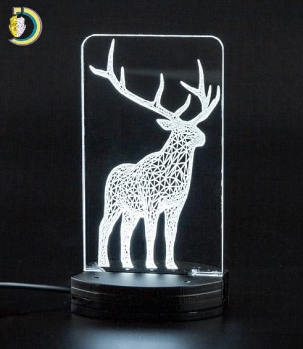 Laser Cut Christmas Deer Acrylic 3D Night Light DXF Free Vector