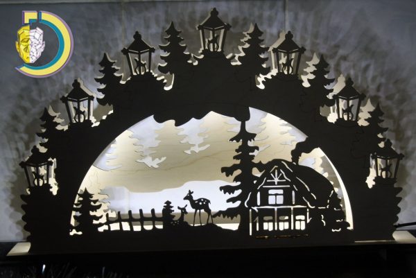 Laser Cut Christmas Night Light Free Vector cdr Download