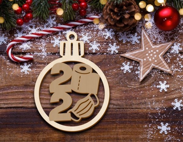 Laser Cut Christmas Ornament Tree Decoration With Mask Free Vector