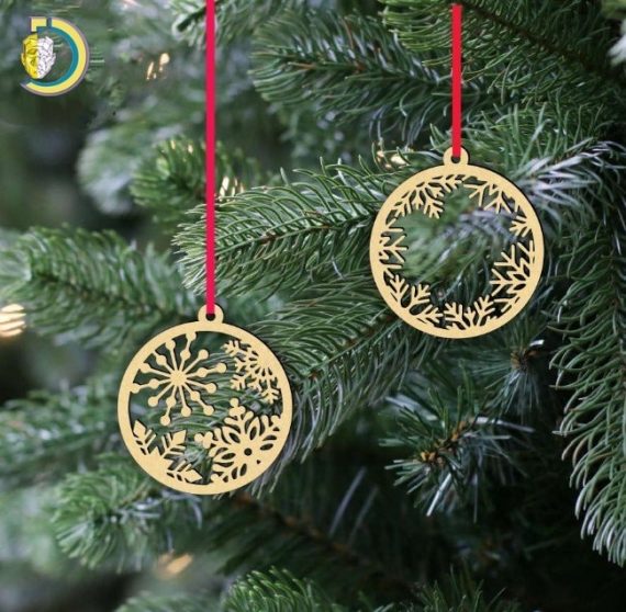 Laser Cut Christmas Ornaments Snowflakes Free Vector