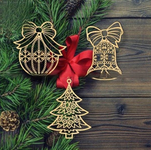 Laser Cut Christmas Ornaments Xmas Tree Decorations Free Vector
