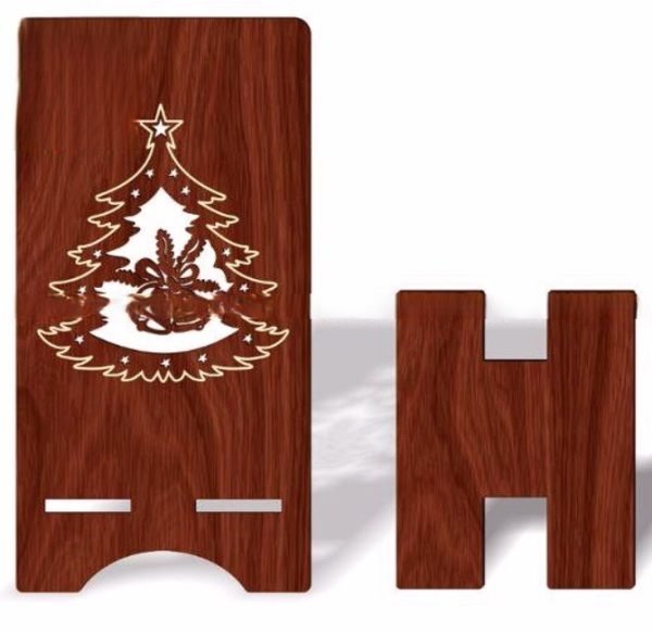 Laser Cut Christmas Phone Stand Free Vector