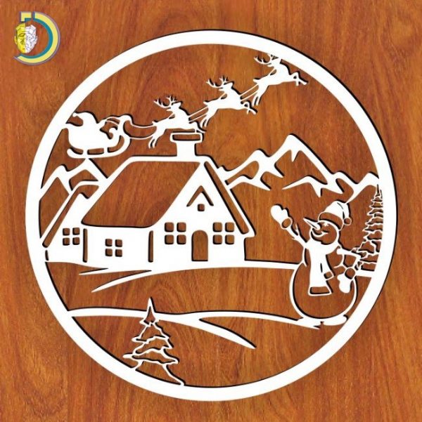 Laser Cut Christmas Scene Christmas Decor Free Vector - Dezin.info