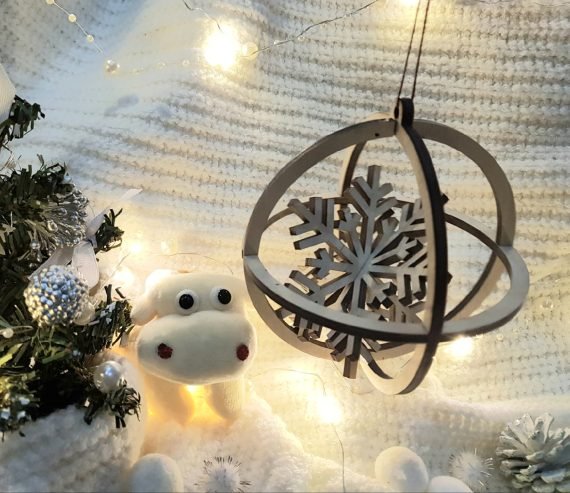 Laser Cut Christmas Snowflake Ball Hanging Ornament CDR File