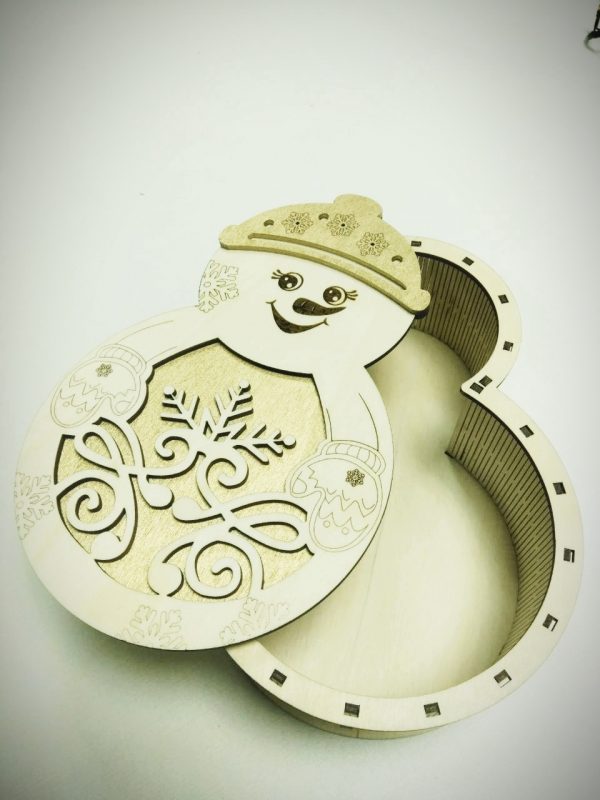 Laser Cut Christmas Snowman Gift Box Free Vector