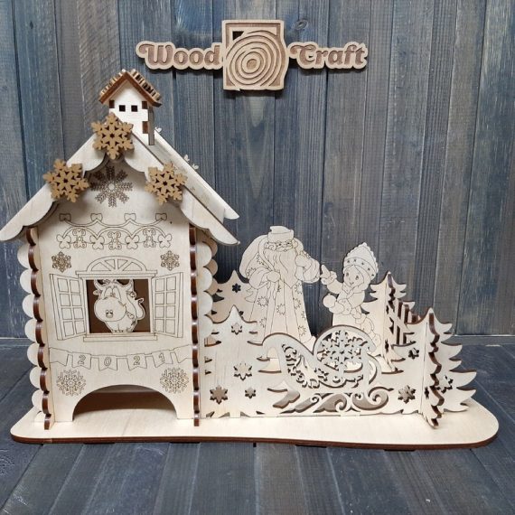 Laser Cut Christmas Tea House Christmas New Year Gift 4mm CDR File