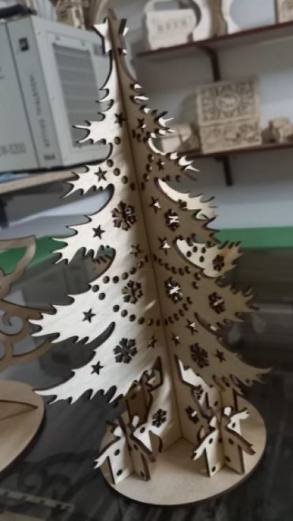 Laser Cut Christmas Tree Height 500mm Plywood 6mm CDR File