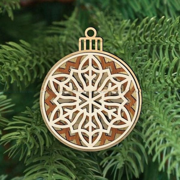 Laser Cut Christmas Tree Layered Bauble Free Vector