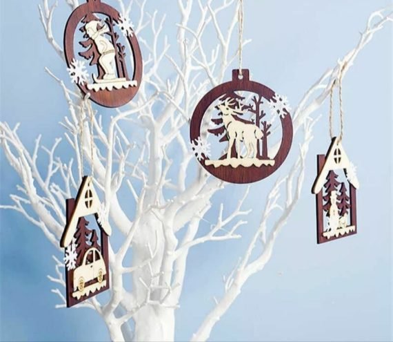 Laser Cut Christmas Tree Ornaments CDR File