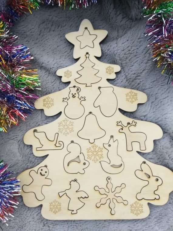 Laser Cut Christmas Tree Puzzle CDR File
