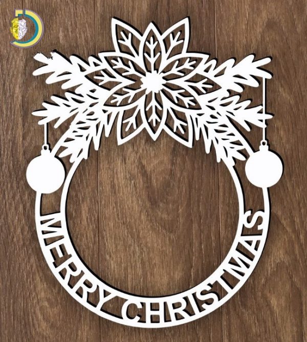 Laser Cut Christmas Wreaths Decoration Free Vector