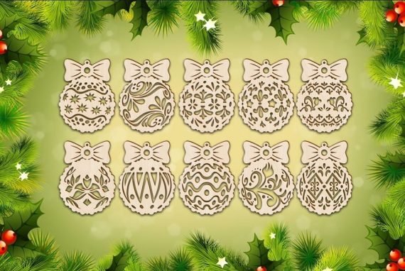 Laser Cut Christmas decorations Vector File free