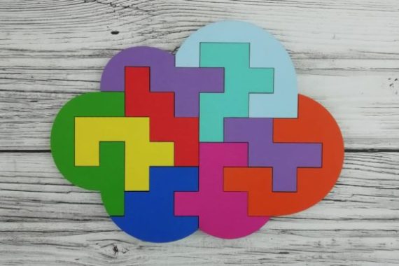 Laser Cut Cloud Educational Puzzle Toy for Kids Vector Files