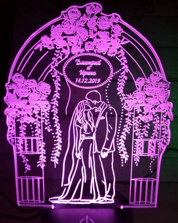 Laser Cut Couple Wedding Personalized 3d Illusion Lamp