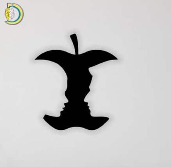 Laser Cut Couple with Apple Wall Decor Free Vector