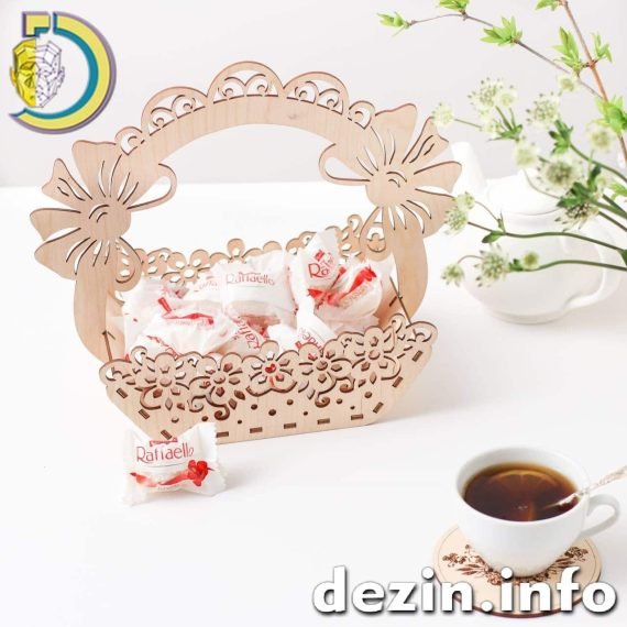Laser Cut Decorative Candy Basket Gourmet Chocolate Easter Gift Basket Free Vector cdr Download