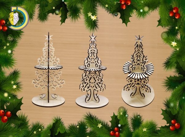 Laser Cut Decorative Christmas Tree Napkin Holder Free Vector