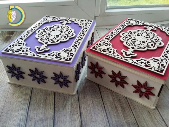 Laser Cut Decorative Gift Box Plywood Free CDR Vector