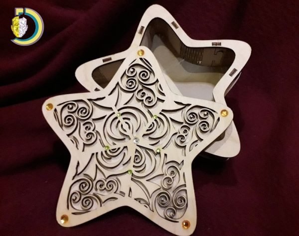 Laser Cut Decorative Star Gift Box Free Vector