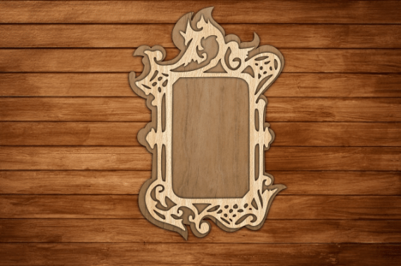 Laser Cut Decorative Wooden Mirror Frame, Photo Frame Free Vector