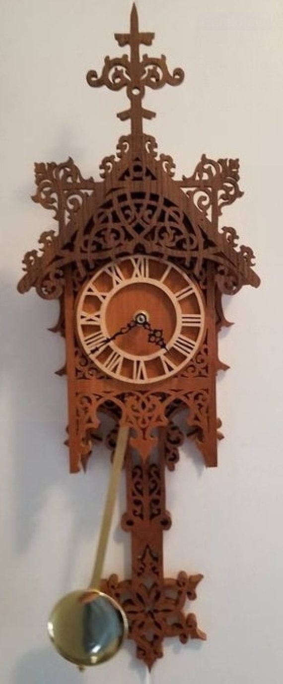 Laser Cut Decorative wall clock pendulum Vector File free