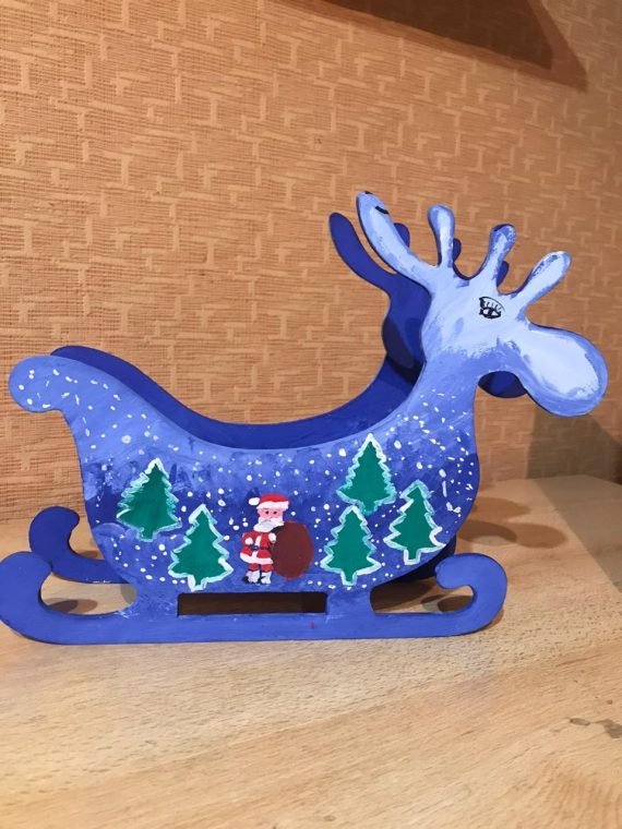 Laser Cut Deer Candy Dish Sleigh Candy Bowl Christmas Table Decoration CDR File
