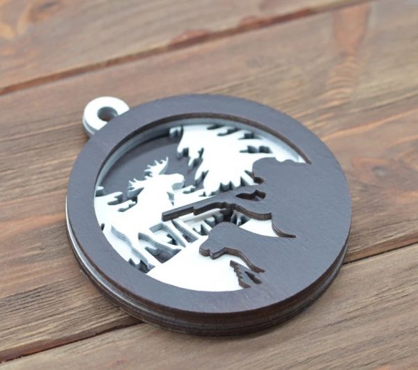 Laser Cut Deer Hunter Layered Ornament Free Vector cdr Download