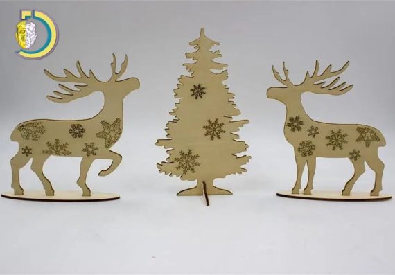 Laser Cut Deer Ornament Christmas Tree Decor DXF File