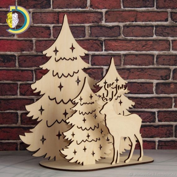 Laser Cut Deer with Christmas Tree Stand Free Vector cdr Download