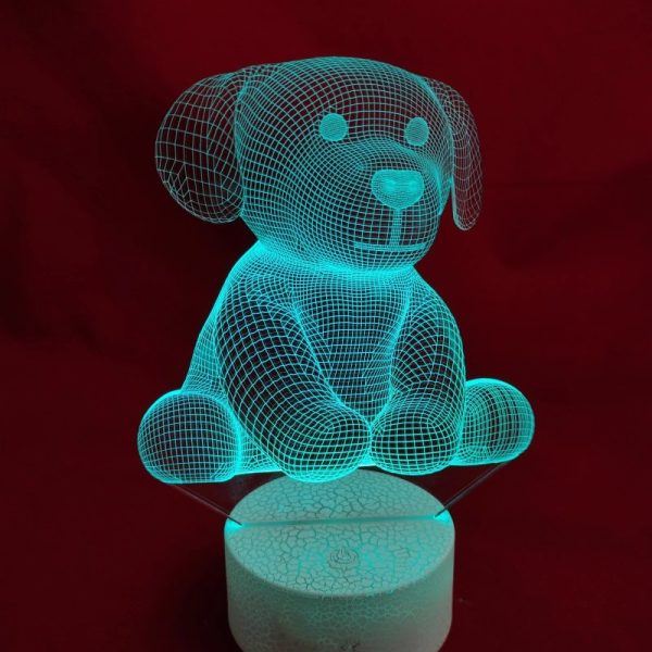 Laser Cut Dog Puppy 3D Lamp Free Vector