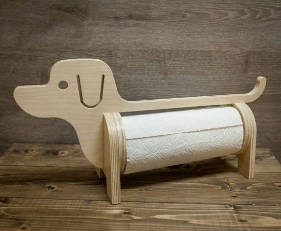 Laser Cut Dog Toilet Paper Holder Drawing