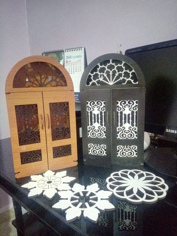 Laser Cut Door Key Box Wooden Key Cabinet Wall Mounted Key Holder Box Free DXF File
