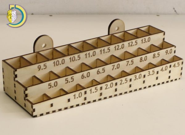 Laser Cut Drill Bit Organizer Storage Rack 4mm DXF Free Vector
