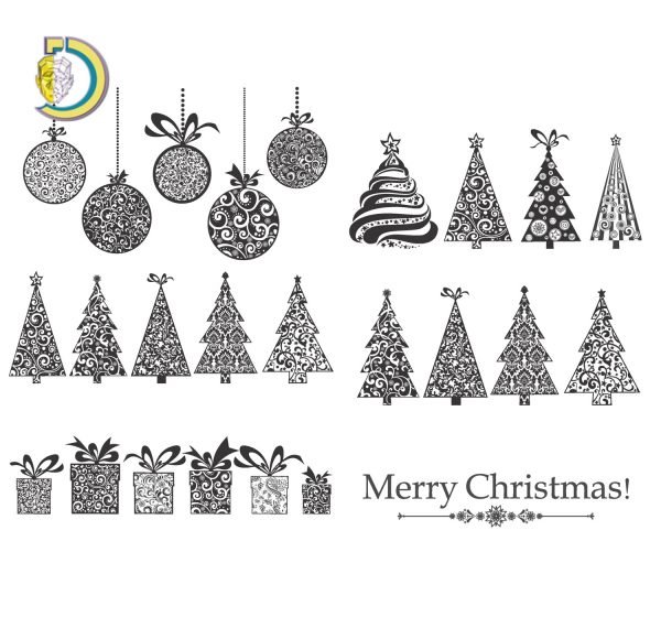 Laser Cut Engrave Christmas Tree Christmas Ball Ornaments Free Vector
