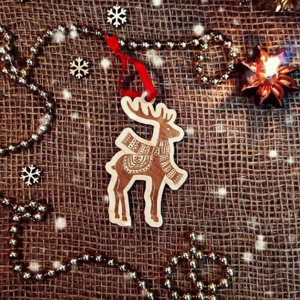 Laser Cut Engraved Christmas Animal Ornament Reindeer Decor CDR File