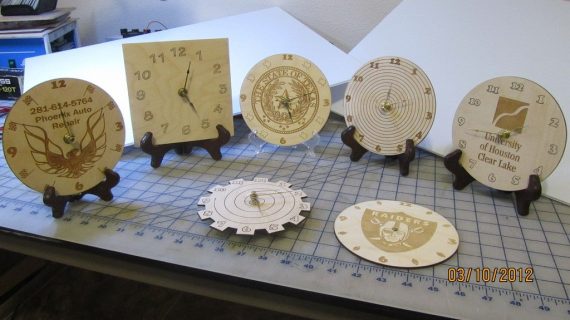 Laser Cut Engraved Wooden Clocks With Logos CDR File