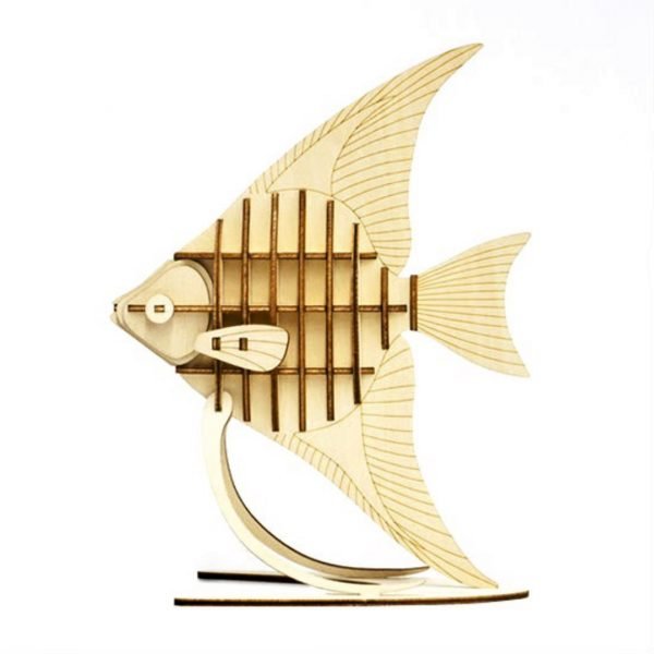 Laser Cut Engraved Wooden Fish On Stand CNC File