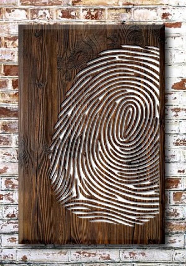 Laser Cut Fingerprint Wood Wall Decor Free Vector