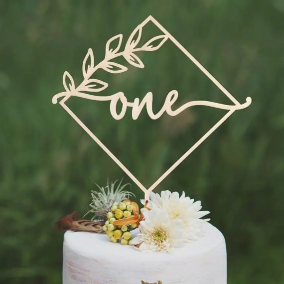 Laser Cut First Birthday Cake Topper CDR File