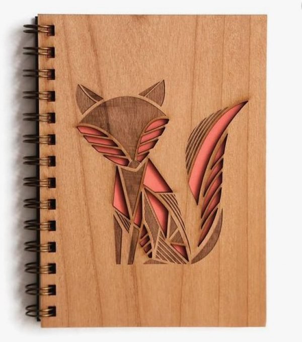 Laser Cut Fox Engraved Notebook Cover CDR File