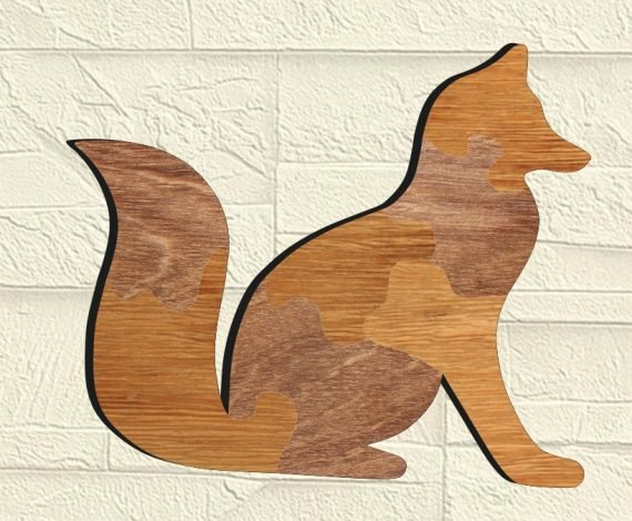 Laser Cut Fox Puzzle Drawing