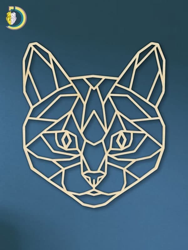 Laser Cut Geometric Cat Head SVG DXF Vector