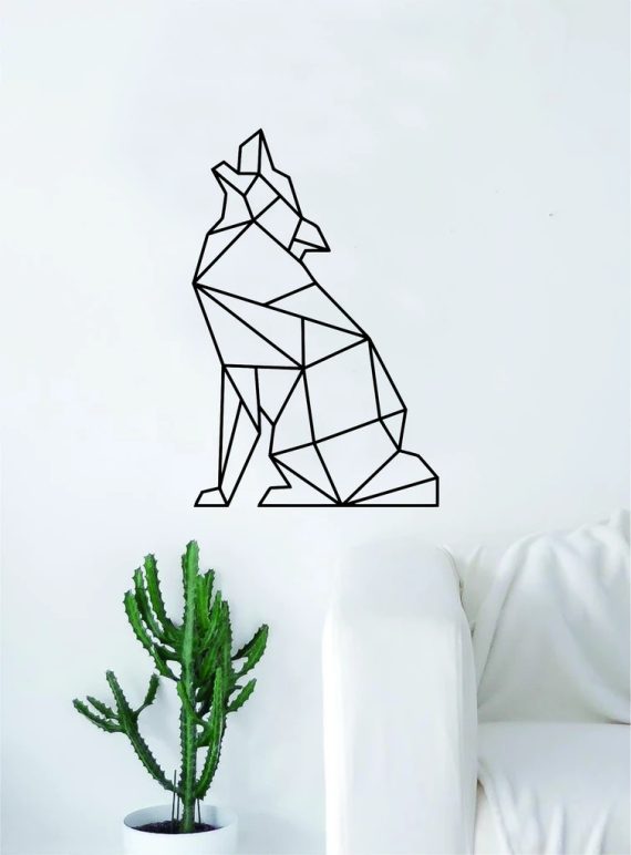 Laser Cut Geometric Wolf Howling Animal Wall Decor Art Free DXF File 