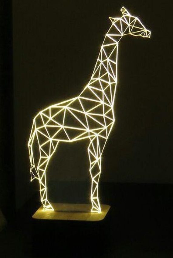 Laser Cut Giraffe Nigh Light Lamp Drawing