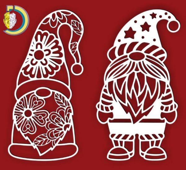 Laser Cut Gnomes Christmas Decor 2 Free Vector cdr Download