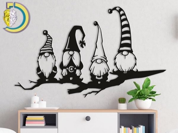 Laser Cut Gnomes Wall Panel Free Vector dxf Download