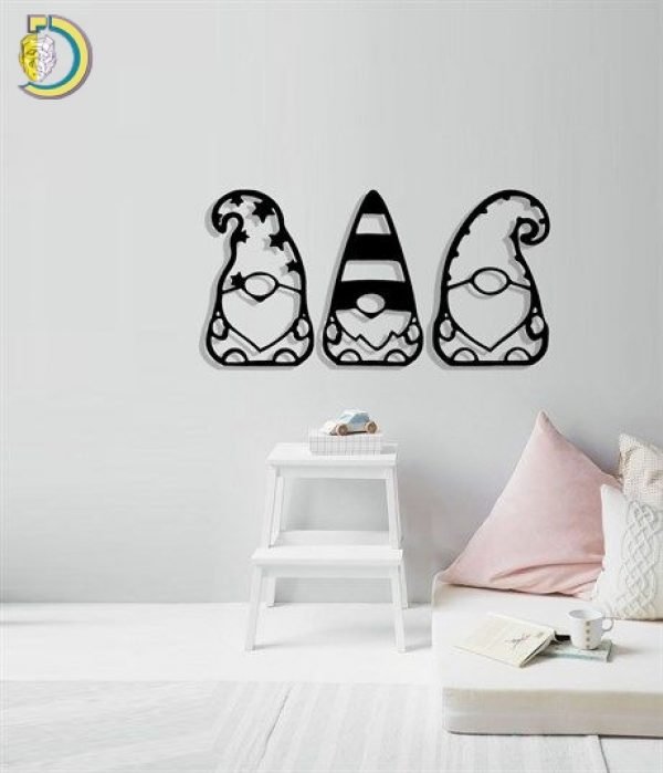 Laser Cut Gnomes in the House Wall Panel Free Vector