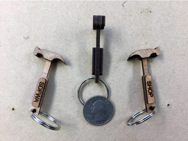 Laser Cut Hammer Keychain Free CDR Vectors Art