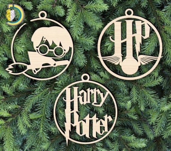 Laser Cut Harry Potter Christmas Ball Decoration Free Vector